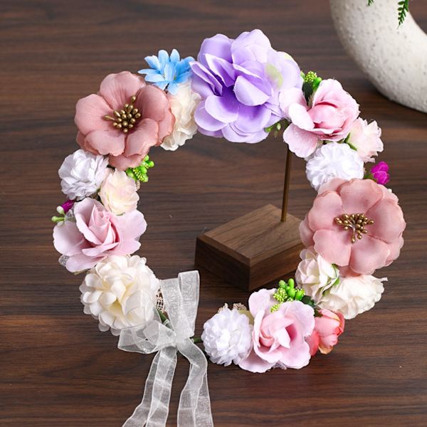 Kunstig blomsterkrans Håndlaget brudehodeplagg 3 3 3
