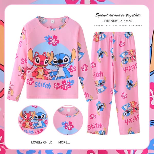 Stitch Børne Pyjamas til Drenge og Piger Sød Afslappet 16