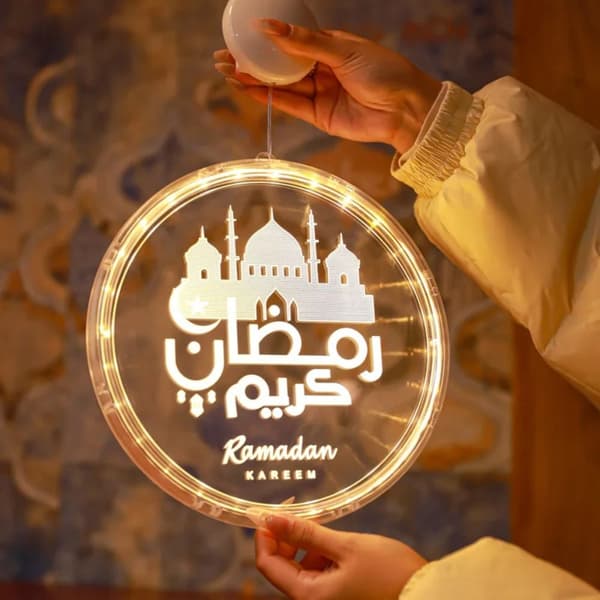 Eid Mubarak Måne og Stjerne Lysdekorasjon LED Sugkopplys D