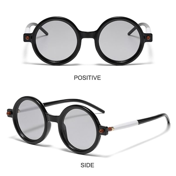 Rundt stel solbriller Dame Punk solbriller SORT-SORT GRÅ Black-Black Gray