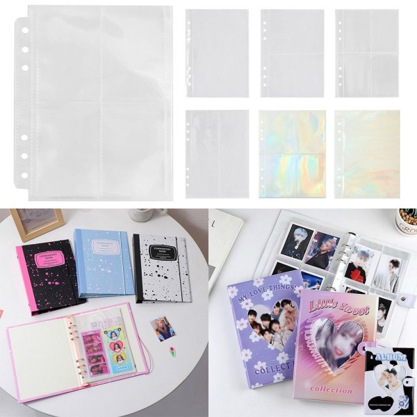 10 STK Løsblade Album Fotokort Album Binder TRANSPARENT 4 transparent 4 grids-1-4 grids-1