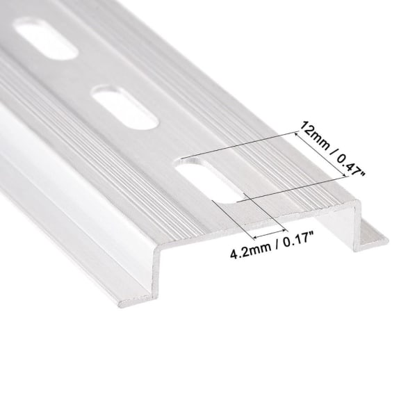 3 stk DIN-skinne med slissede monteringsveiledninger i aluminium 500mm Length