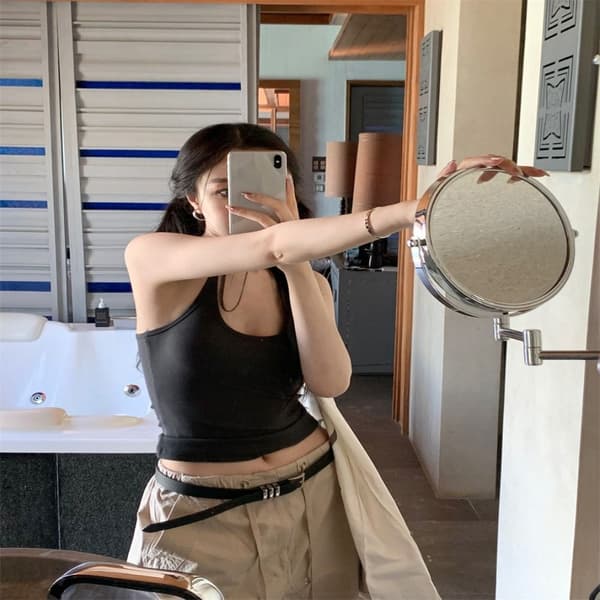 Crop Top -toppi, seksikäs, musta black