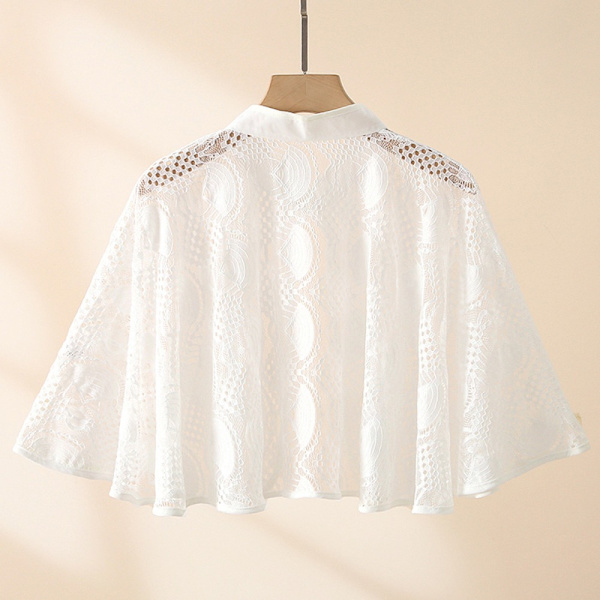 Rose Jacquard Polyester Sjalar Solskyddssjal VIT White