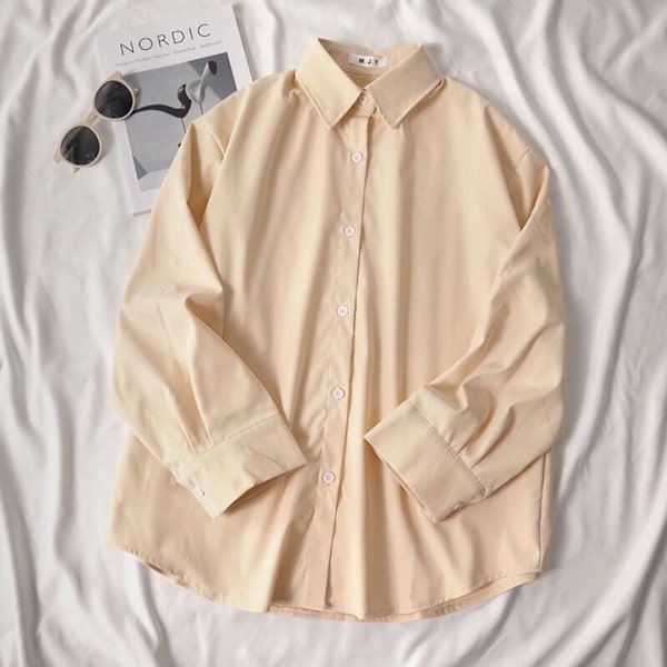 Hvid løs skjorte damebluse BEIGE XL Beige XL