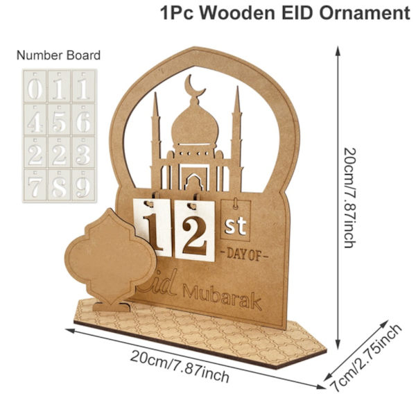 Ramadan Nedtellingskalender av tre Eid Mubarak Ornament