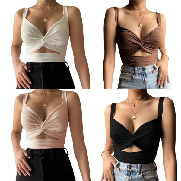 Hihattomat lyhyet Crop Topit MUSTA L Black L