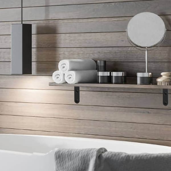 4 stk. L-formede veggmonterte hyllekonsoller, støpte black