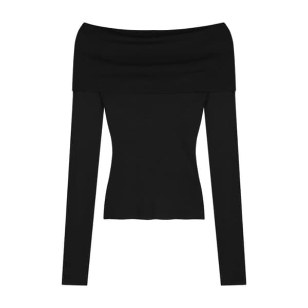 Långärmad Croppad T-shirt SVART Black