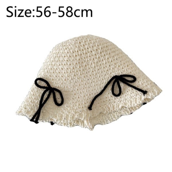 Bow Knot Beach Hat Sammenleggbar Bøttehatt BEIGE BEIGE Beige