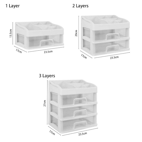 1 Stk Kosmetik Opbevaringsboks Desktop Opbevaringskasse 3 LAG 3 3 Layers