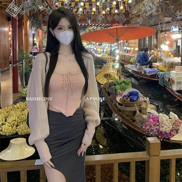 Seksikäs Sling Crop Top SININEN Blue