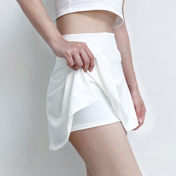 Sports kort skjørt Innebygd shorts skjørt WHITE XL White XL