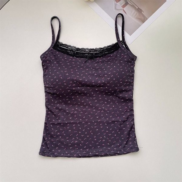 Print Camis blommiga linne SVART black