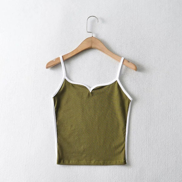 Summer Contrast Top Chicken Heart Collar Suspenders GRÅ L Grey L