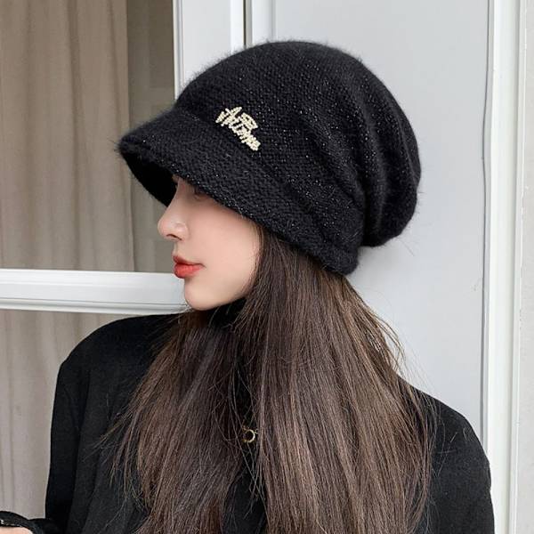 Strikkede Beanies Dame Beanie Caps SVART black