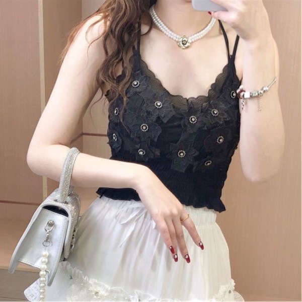 Dam Camisole Kort Väst VIT White