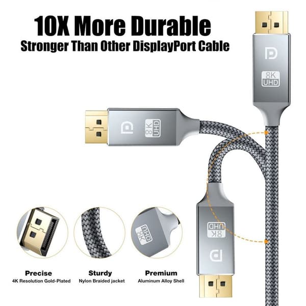 DP till DP-kabel 8K 60Hz 2M 2m