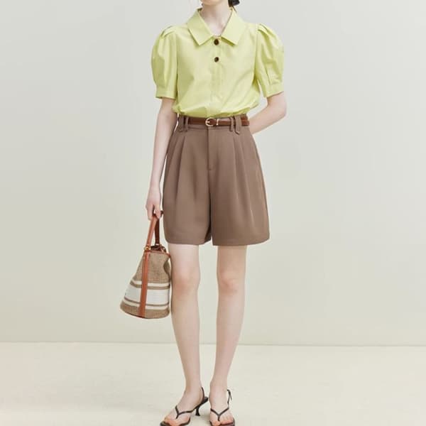 Puffermet bluse for kvinner M M