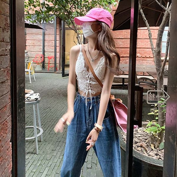 Naisten pitsiset crop topit 2 2 2