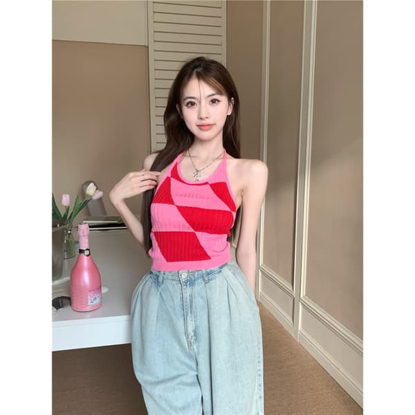 Seksikäs Sling Crop Top PINKKI Pink