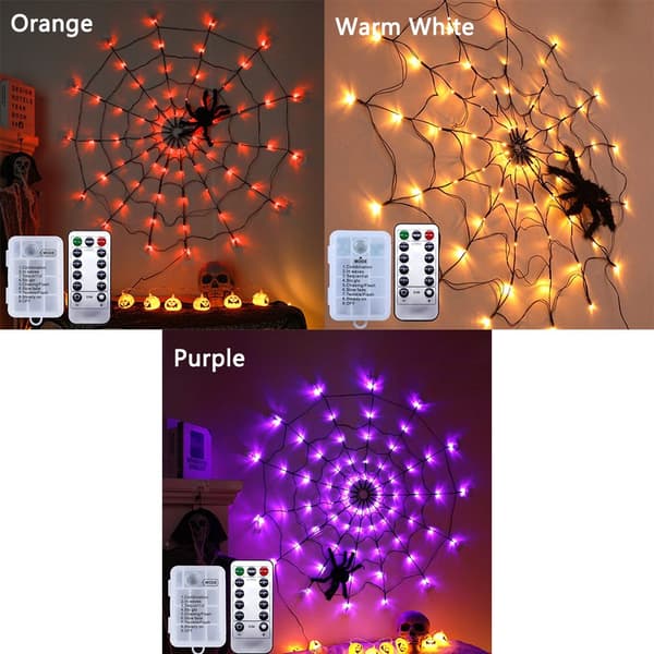 Halloween Dekoration LED Spindelnät ORANGE orange