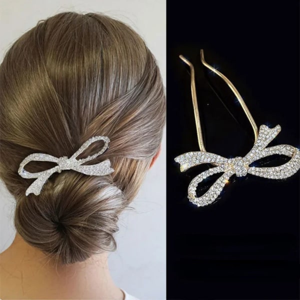 Bow Knot Hair Clip Elegant Hair Clip SILVER Silver