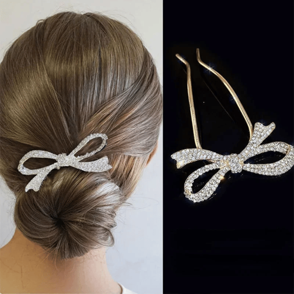 Sløjfe Hårklemme Elegant Hårklemme SØLV Silver