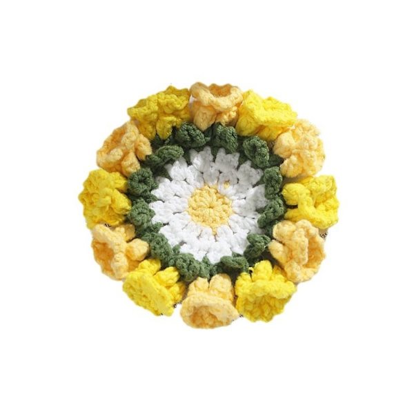 Virkad blomunderlägg Suckulenta växtkrukunderlägg GUL Yellow