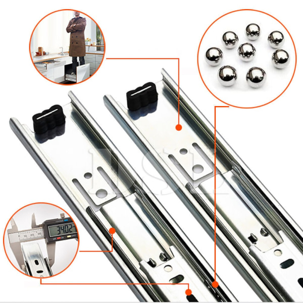 2 stk Skuffeløpere Trekk Slideway 300MM/12INCH 300mm/12inch
