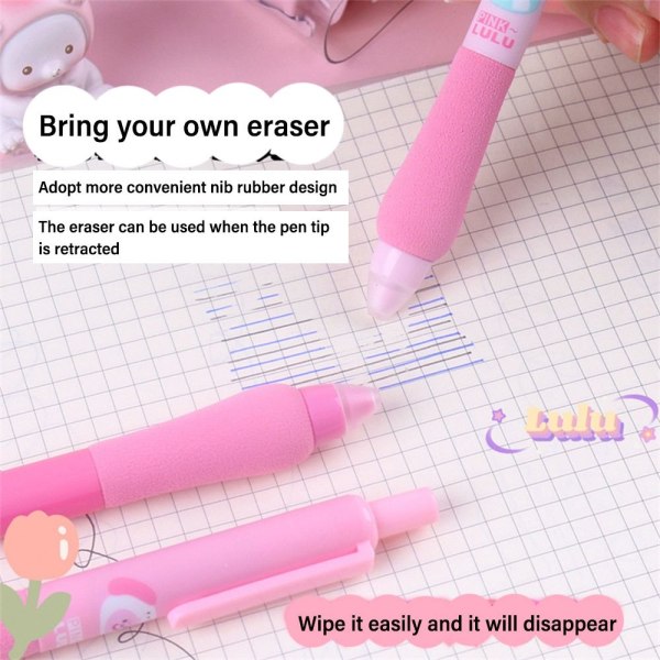 4 STK/Eske Erasable Pen Gel Pen 01-SORT BLEKK 01-SORT BLEKK 01-Black Ink