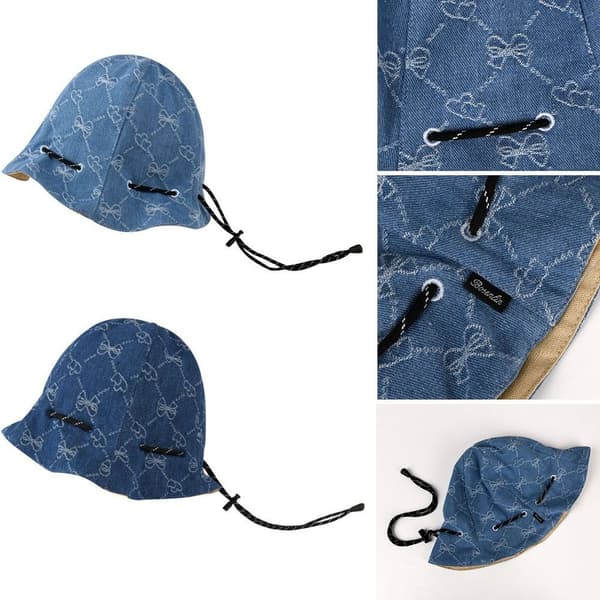 Spandhat med snøre, japansk solhat, LYSEBLÅ light blue