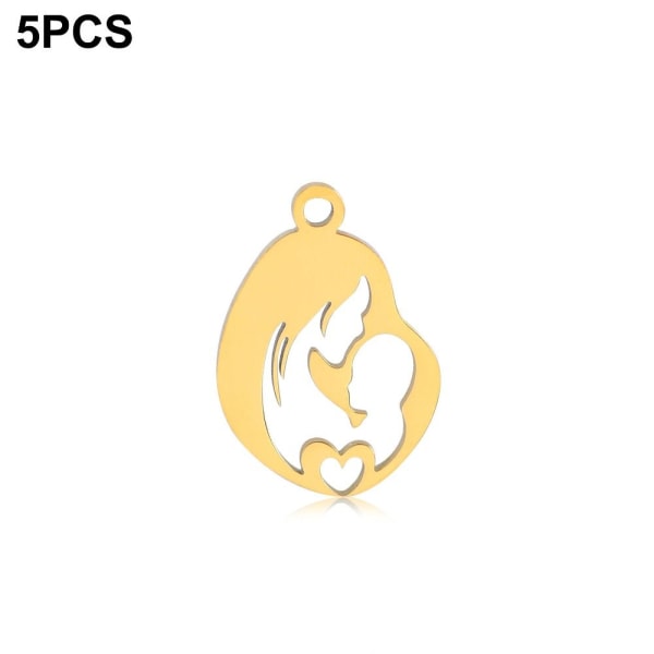 5 stk Mom Charms Vedhæng GULD INGEN RING INGEN RING Gold no Ring-no Ring