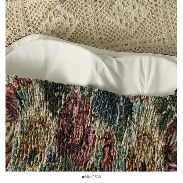 Raidallinen selkätön toppi BEIGE Beige