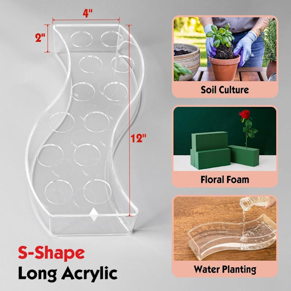 S Shape Flower Vas Lång Blommig Vas Moderna dekorativa flaskor