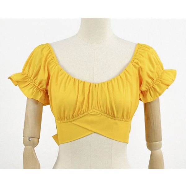 Kortærmede Crop Tops GUL L Yellow L