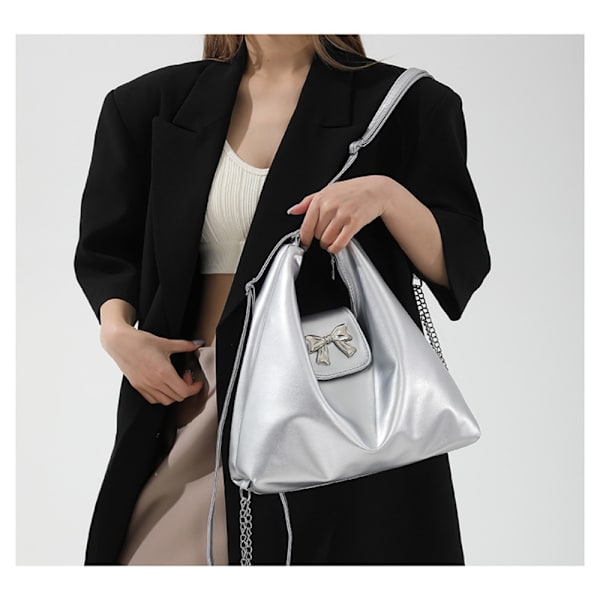 Båge Handväska Tote Bag SILVER Silver