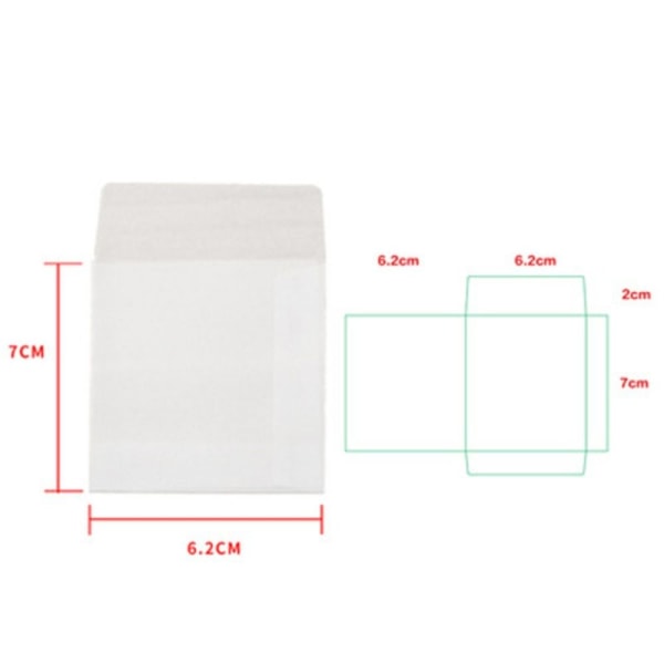 100 stk/parti Blank gennemskinnelig konvolut Sulfat papir konvolut 6.2x7cm