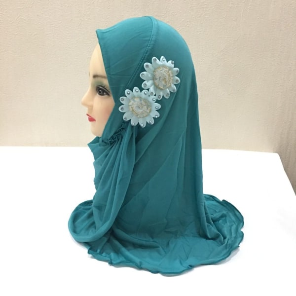 Hijab islamisk huvudduk Barn One Piece Flower Scarf VIT White