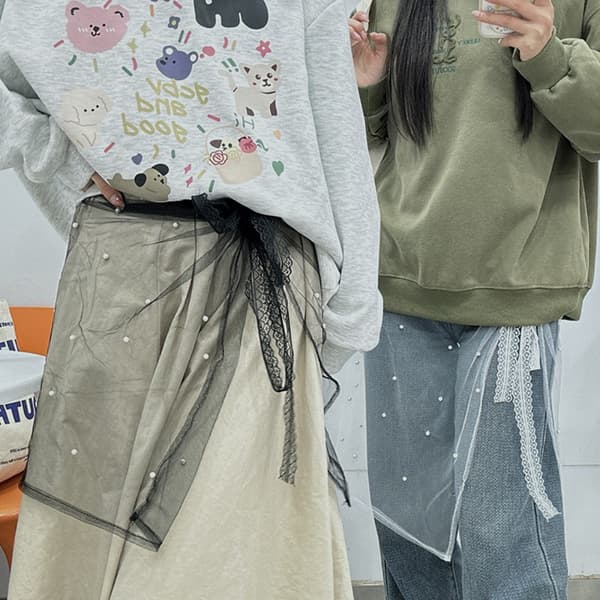 Läpinäkyvä Harajuku-hame MUSTA black