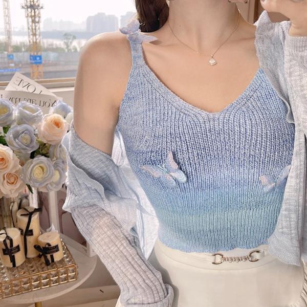 Neulottu toppi Hihaton Slim Camisole PINK pink