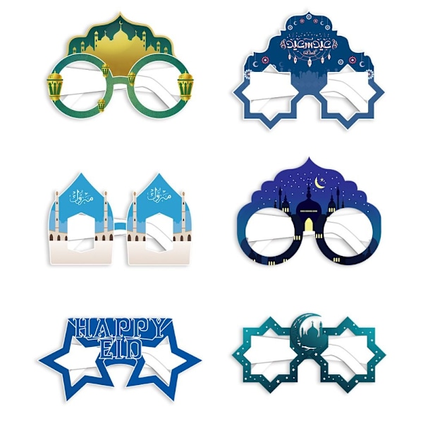 12 stk Papirbriller EID Mubarak Ramadan solbriller