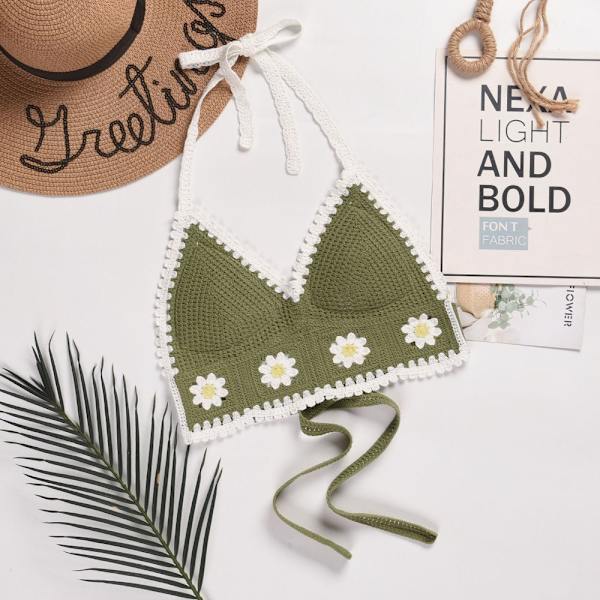 Kvinder Badetøj Top Strandtøj Outfit BLOMST-GRØN BLOMST-GRØN Flower-Green