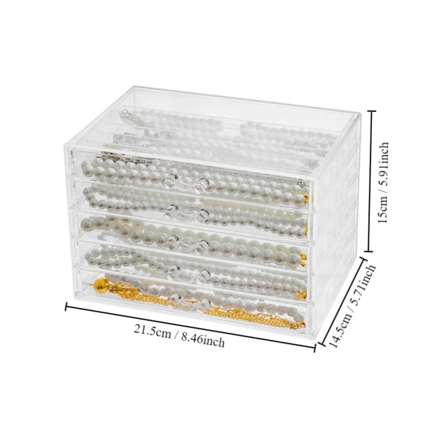 Halskæde Display Holder Halskæde Organizer Box 5 SKUFFE 30 5 Drawer 30 Girds