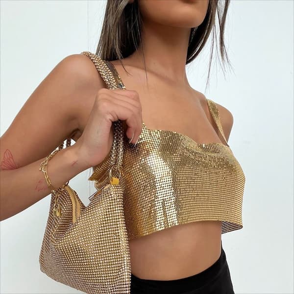 Metal Tank Top Backless Camisoler GRØN Green