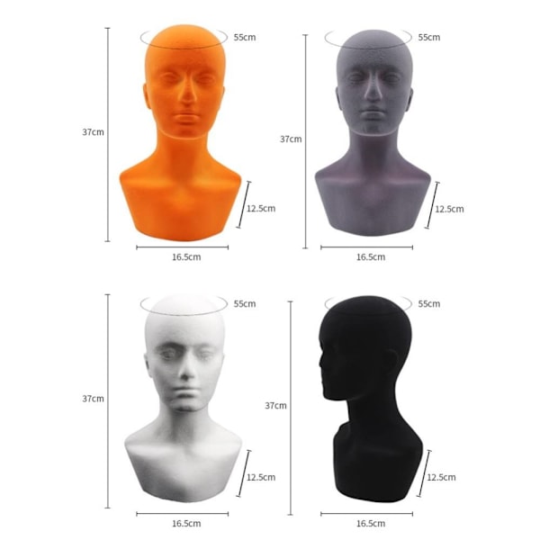 Mandlig Hoved Model Mannequin Head GRÅ Grey