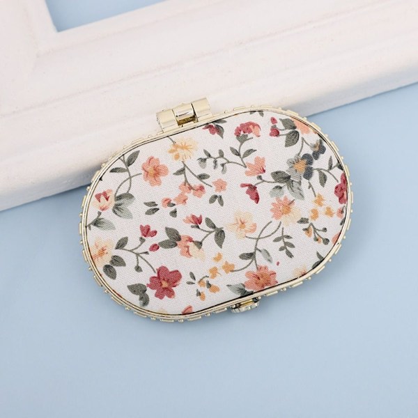 Mini Makeup Blommig Mirror Pocket Sminkspegel ELLIPSE-VITT Ellipse-White