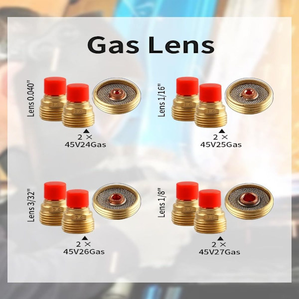 58 STK TIG svejsebrændersæt 040"~1/8" gaslinseopsætning WP-9/20/25