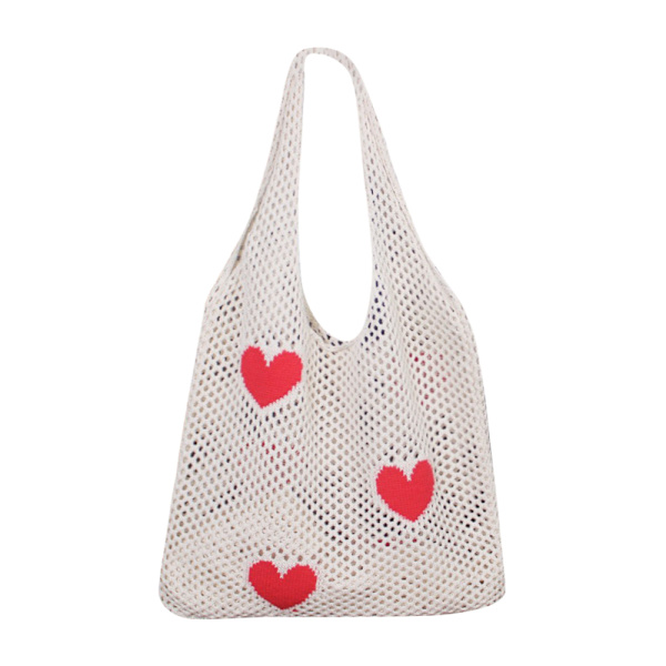 Strikkede håndvesker Heklet Tote Bag APRIKOS Apricot