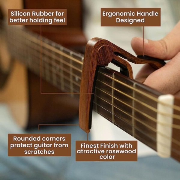 Guitar Capo Tone Adjusting Clamp Key Gitarr Detuning Clip Wood